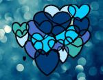 corazones azules muchos